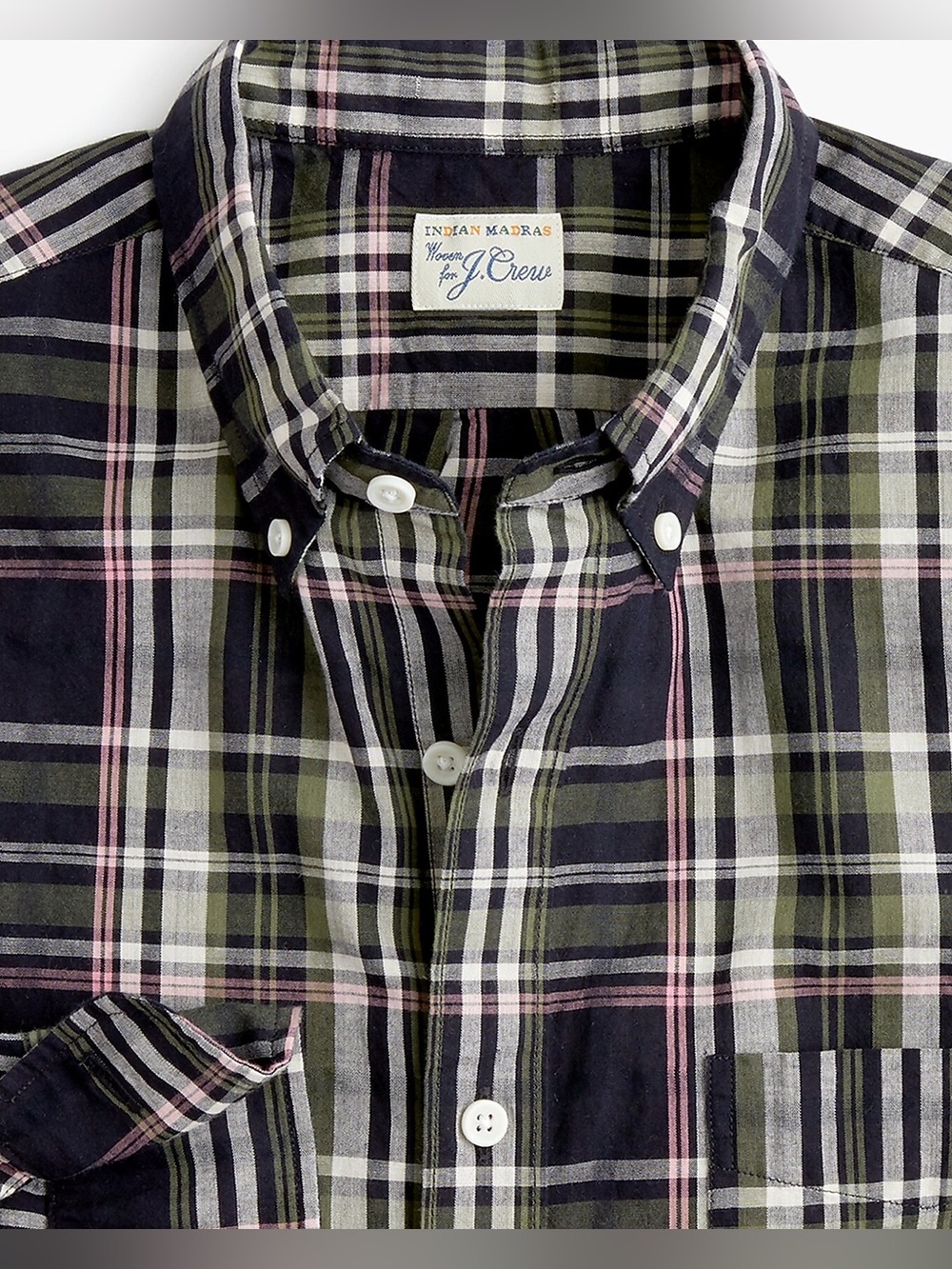 J. Crew Men’s Indian madras shirt in dark plaid size S